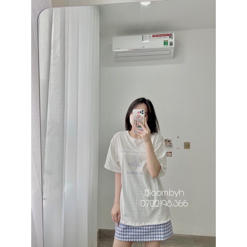 [ẢNH SHOP CHỤP] Set áo phông chân váy caro siêu Hàn Quốc | BigBuy360 - bigbuy360.vn