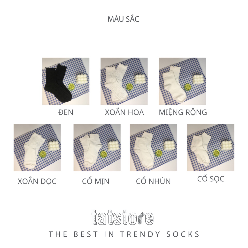 Tất nữ cổ nhún cổ cao màu trắng phong cách tiểu thư Hàn Quốc cute TẤT STORE 2CNF1