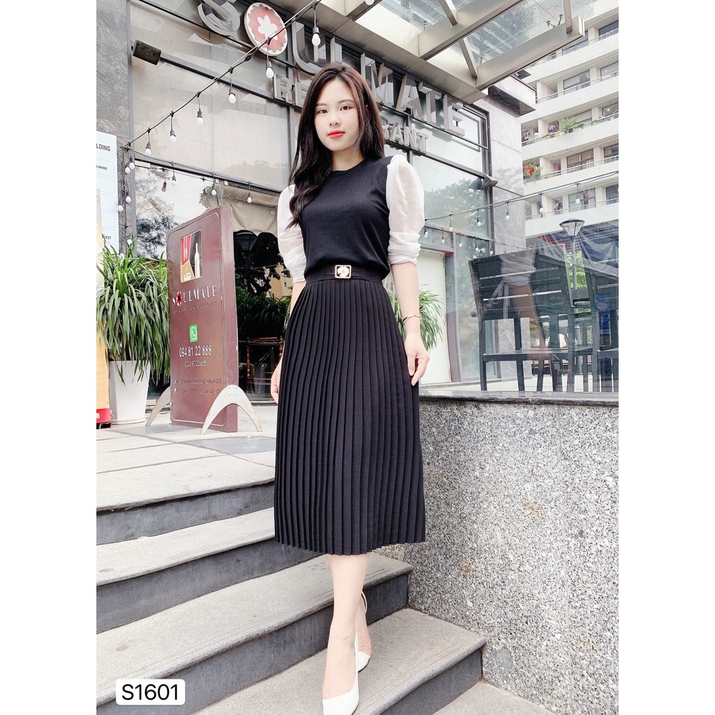 Set cv đen mix áo đen phối tay trắng S1601-  Đẹp Shop DVC (Kèm ảnh thật trải sàn do shop tự chụp) | BigBuy360 - bigbuy360.vn