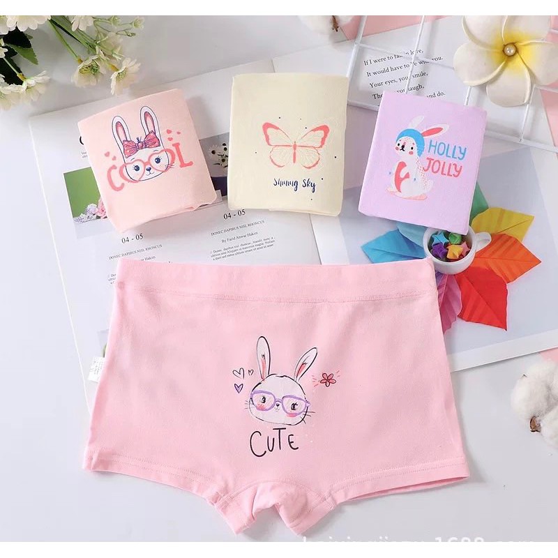 Set 4 quần chip đùi bé gái chất cotton mềm mịn siêu đẹp