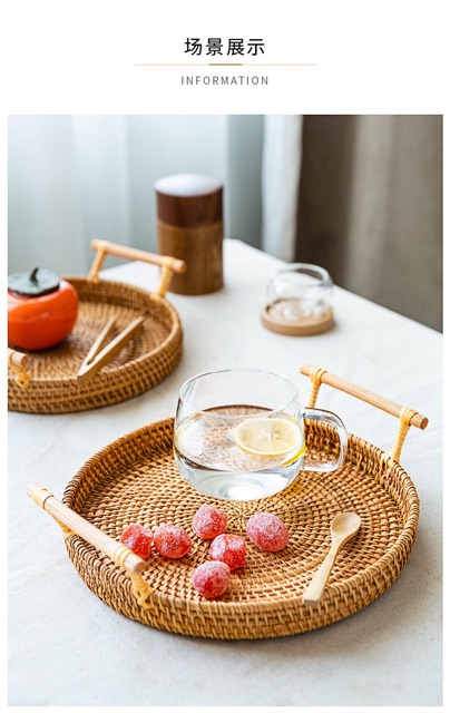 Khay Mây Trang Trí Size To Đựng Đồ Decor Cao Cấp