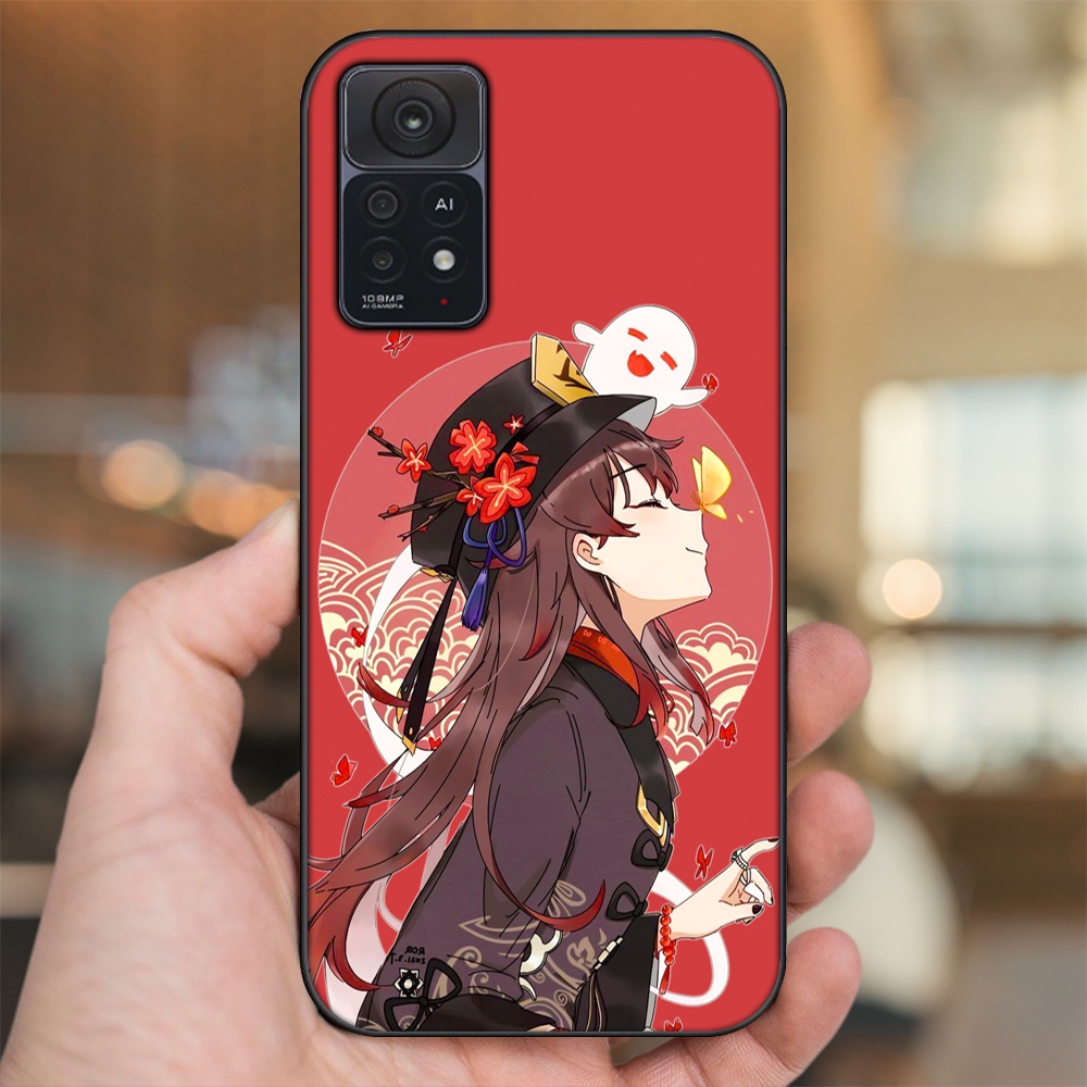 Ốp lưng Xiaomi Redmi Note 11 Pro 5G viền đen in hình Hutao Genshin Impact