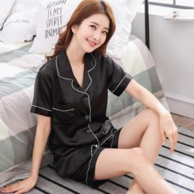 [Đồ bộ mặc nhà nữ] Bộ Pijama Lụa Cộc Tay Nữ, Cao Cấp, Bộ Đồ Ngủ Nữ Mùa Hè, bộ pijama