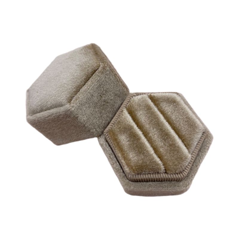 Flgo Hộp Đựng Nhẫn Cưới Bằng Nhung Hình Lục Giác Mini Giá Đỡ