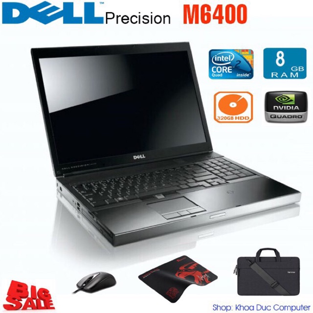 Laptop máy trạm chuyên đồ hoạ, game Dell Precision M6400 - Q9000/ 8Gb