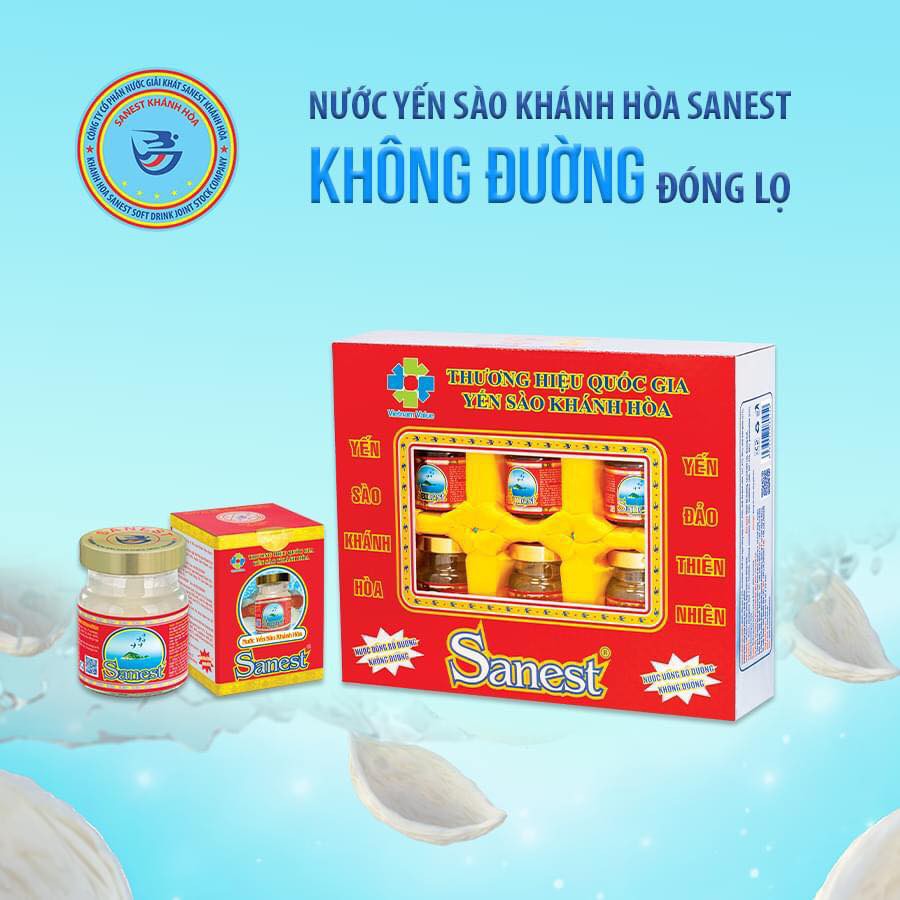 Hộp nước yến Sanest Khánh Hòa 70ml - Hộp 6 lọ ( Không đường )