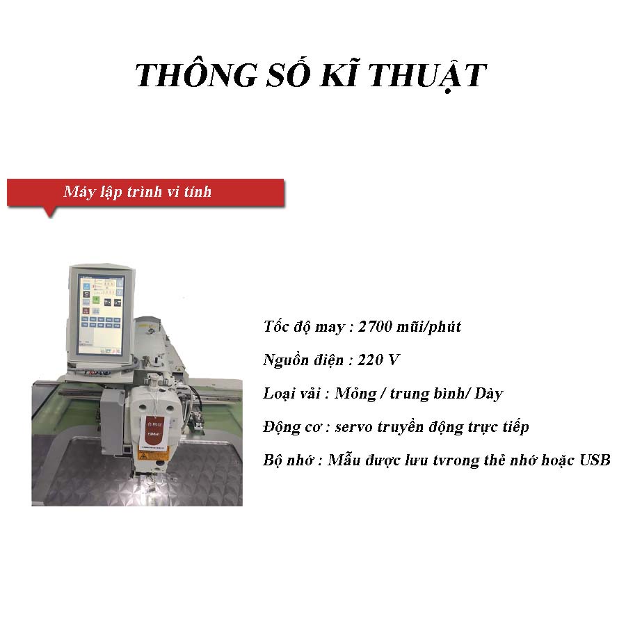 Máy may lập trình mẫu Ybao khổ 350mm x 200 mm &gt; máy may công nghiệp