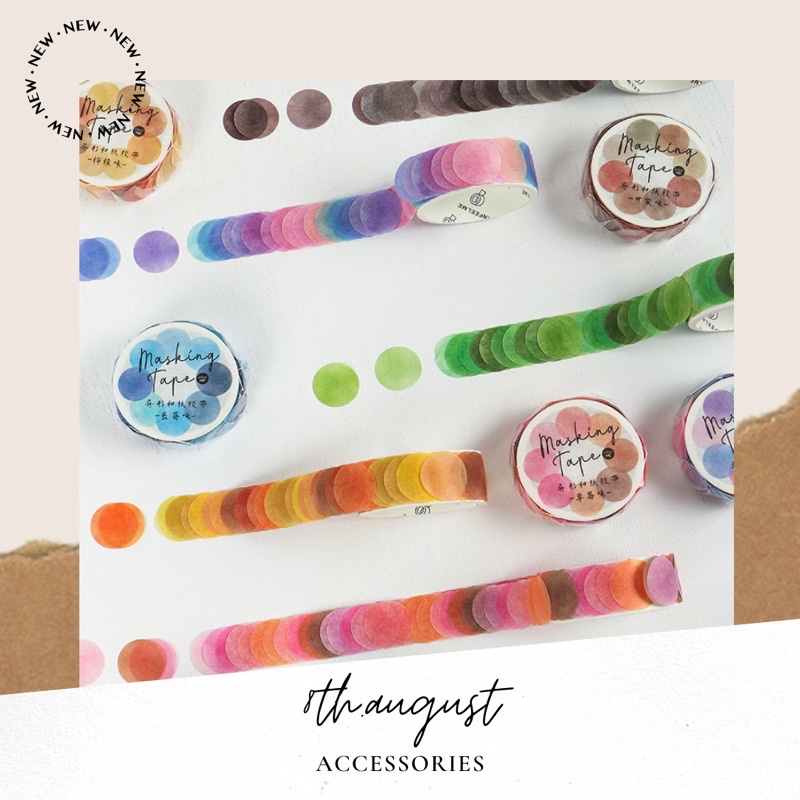 Cuộn tem 100 miếng sticker trang trí chấm tròn