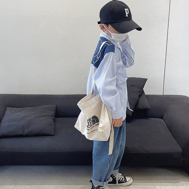 Áo Sơ Mi Cotton Dài Tay Kẻ Sọc Thời Trang Xuân Thu Hàn Quốc Mới Cho Bé Trai
