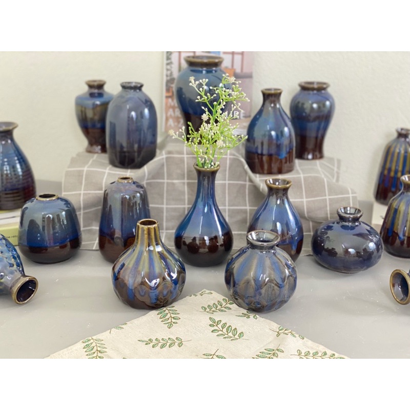 Lọ hoa, bình cắm hoa mini decor gốm sứ bát tràng cao cấp men hoả biến