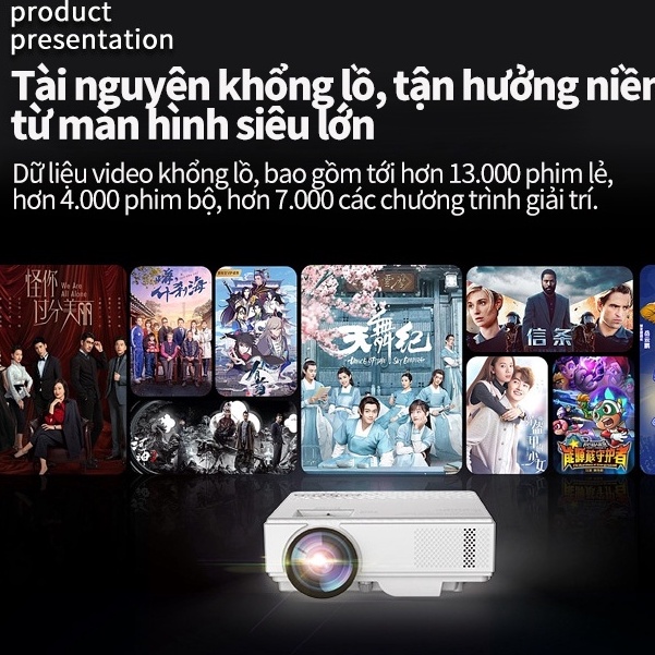 Máy chiếu mini  Smart Android ,Hỗ trợ 1080P HD++Kết nối điện thoại  +Bộ nhớ trong siêu lớn 2+ 32G+Âm thanh kép+Truy cập