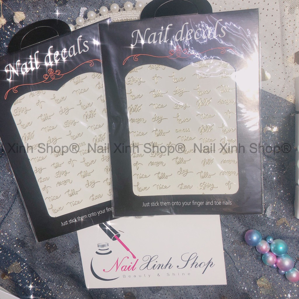 Nail sticker chữ màu gold, phụ kiện nail chuyên dụng, nail art 2020