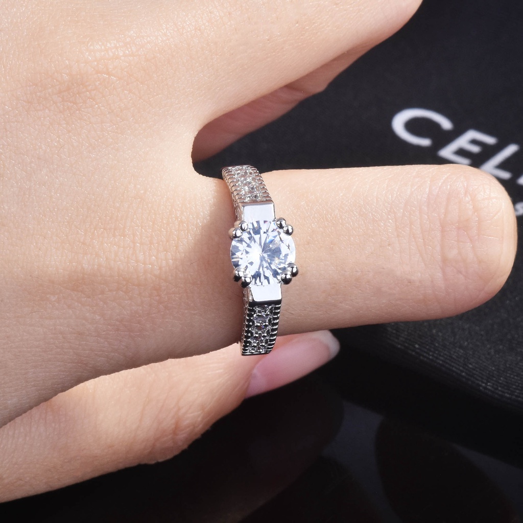 Nhẫn Hở Đính Đá Zircon 1 Karat D Màu Sắc Siêu Sáng Cho Nữ-JHS3-A