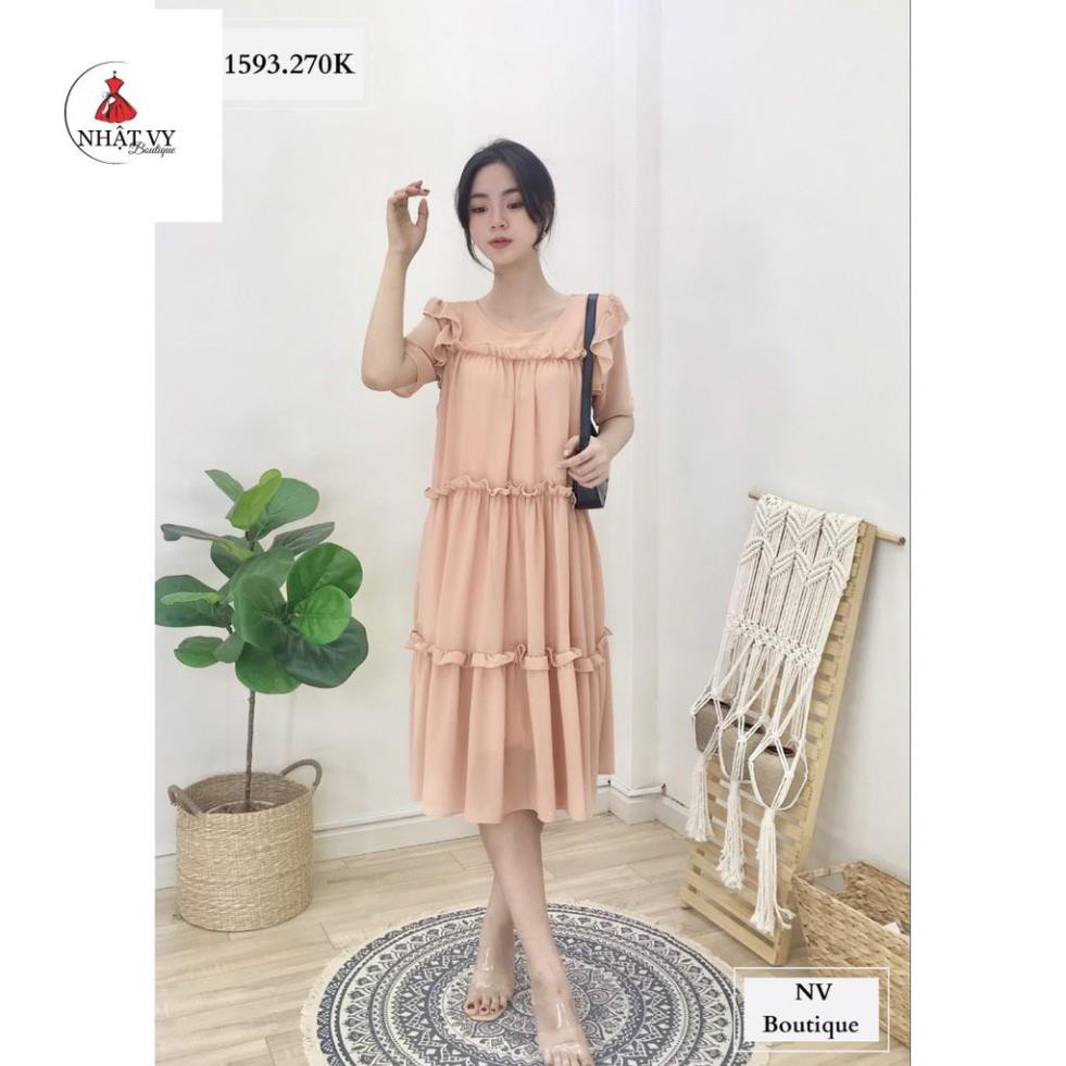 Đầm maxi 3 tầng, đầm suông dài, đầm bầu công sở, đầm bigsize voan mềm mượt - NHATVY D1593