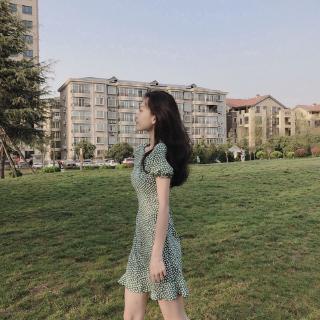 Đầm midi hàn quốc cổ tròn hoạ tiết hoa