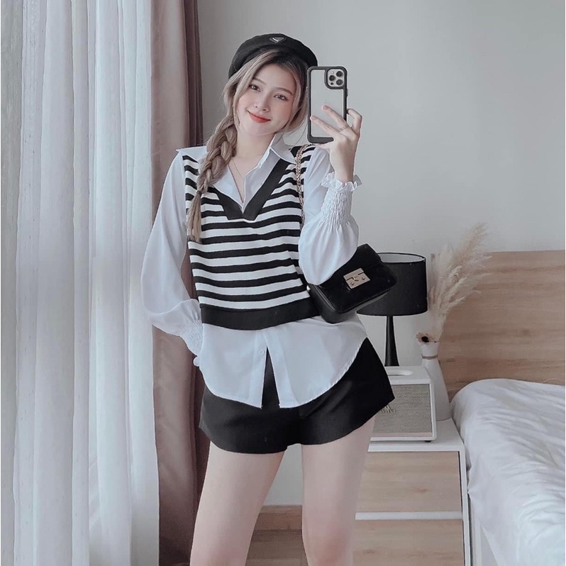 Áo Gile Phối Tay Bo Mẫu Nina Le ✨Lotus Shop✨