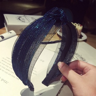 Băng Đô Cài Tóc Bản Rộng Vải Lưới Thắt Nút Kiểu Retro Hàn Quốc Cá Tính