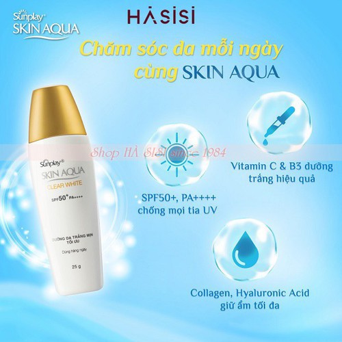 Kem Chống Nắng (Nắp Vàng Đồng) SUNPLAY - Skin Aqua Clear White SPF50+/PA++++ 25g (Kèm khuyến mãi)