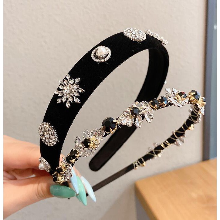 Băng đô phối kim cương nhân tạo phong cách thu đông thời trang Hàn Quốc cho nữ