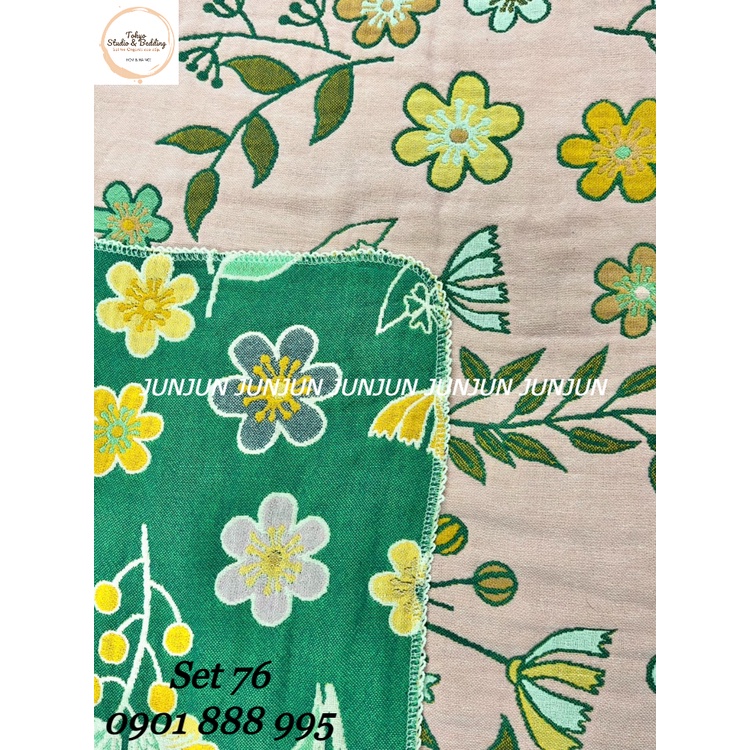 N30_SET Chăn Ga Gối vải Xô Organic cotton dòng cao cấp