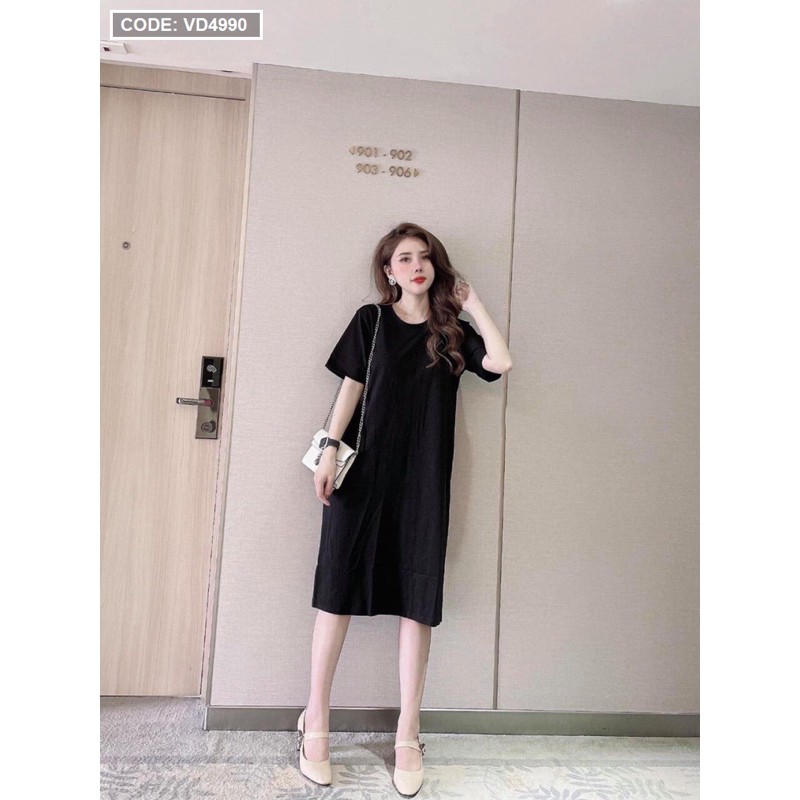 Đầm thun nữ cổ tròn form rộng | BigBuy360 - bigbuy360.vn