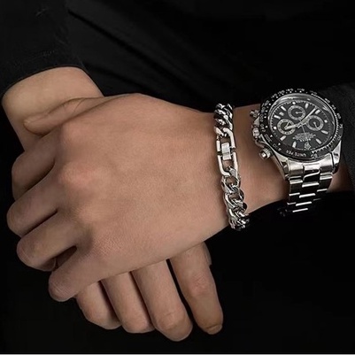 Vòng Tay Nam Lắc Tay Nam Xích Bản To Chốt Then Thép Titan Không Gỉ B20