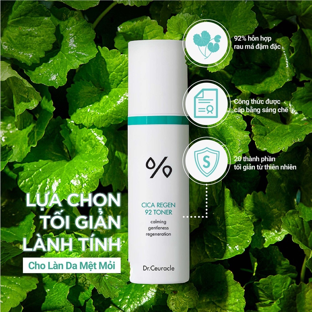 Nước Cân Bằng Dr.Ceuracle Cica Regen 92 Toner Chiết Xuất Rau Má Làm Dịu Làn Da 120ml