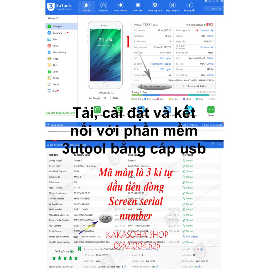 MÀN HÌNH iP 7 PLUS ZIN BÓC MÁY - TẶNG CƯỜNG LỰC