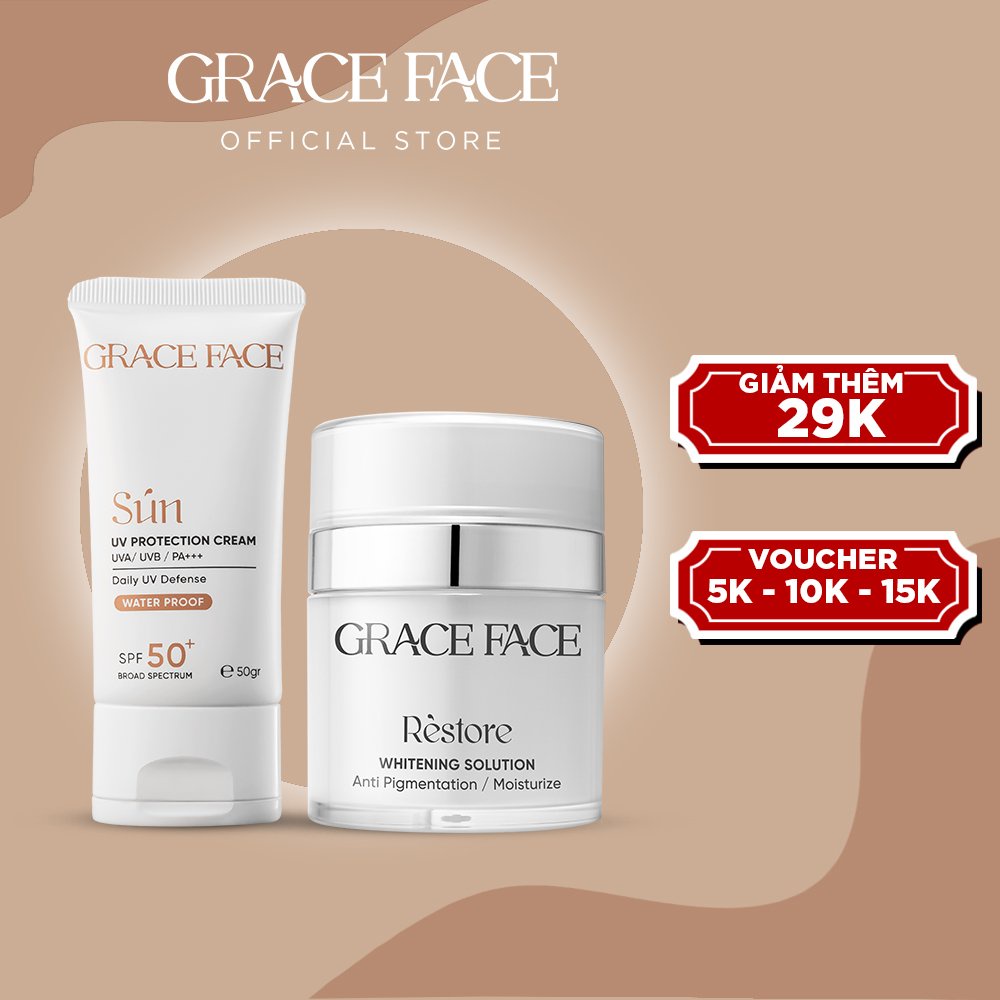 Combo Kem chống nắng Grace Face UV Protection Cream 50ml và Kem dưỡng trắng da &quot;Big Boom&quot; Whitening Solution 30ml