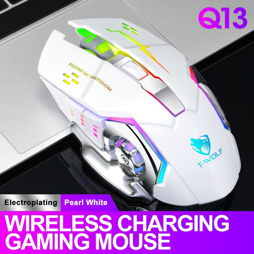 CHUỘT KHÔNG DÂY T- WOLF Q13 CHUỘT Q13 GAMING, SẠC LẠI ĐƯỢC CÓ ĐÈN LED, DPI 1200 - 2400, KHÔNG ỒN,BẢO HÀNH 12 THÁNG