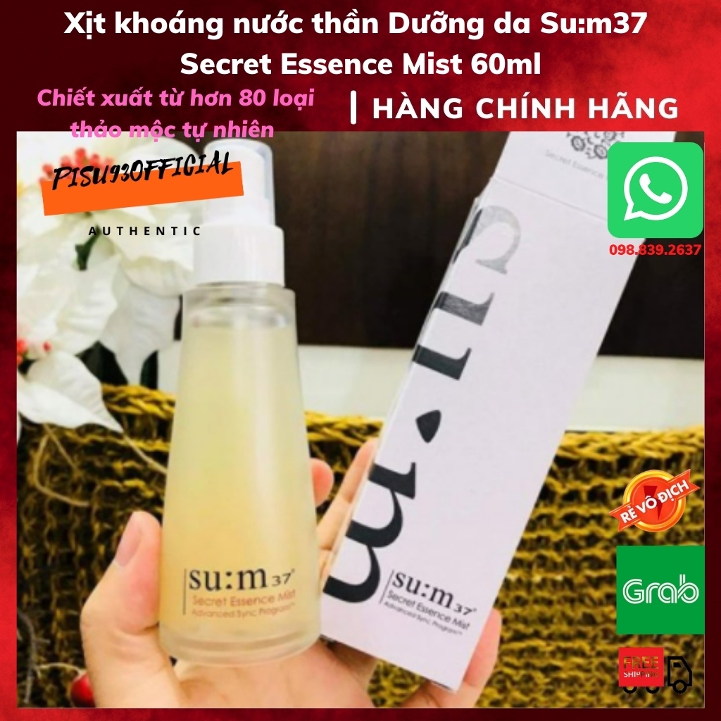 Xịt khoáng nước thần dưỡng ẩm, dành cho da dầu mụn Su:m37 Secret Essence Mist 60ml - Hàn Quốc