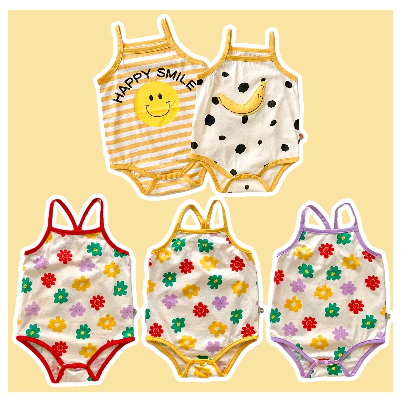 Áo liền quần hai dây in họa tiết hoa dễ thương cho bé gái sơ sinh