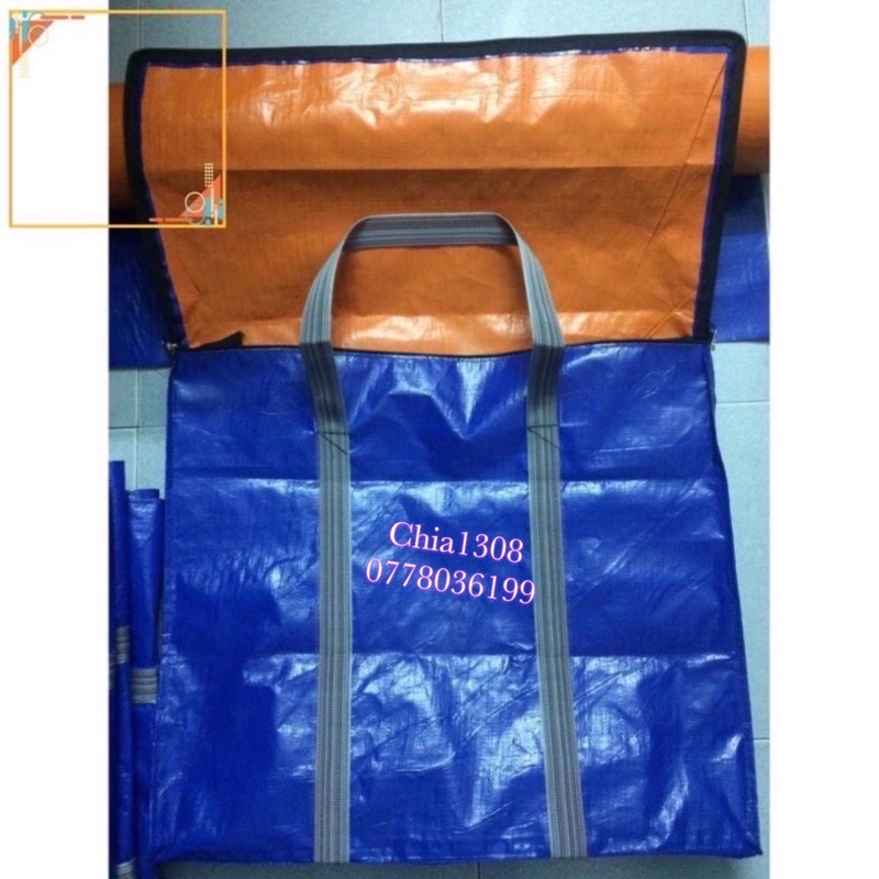 Túi bạt có dây kéo đựng đồ đựng quần áo màu xanh cam nhiều size siêu bền siêu rẻ( sỉ ib)