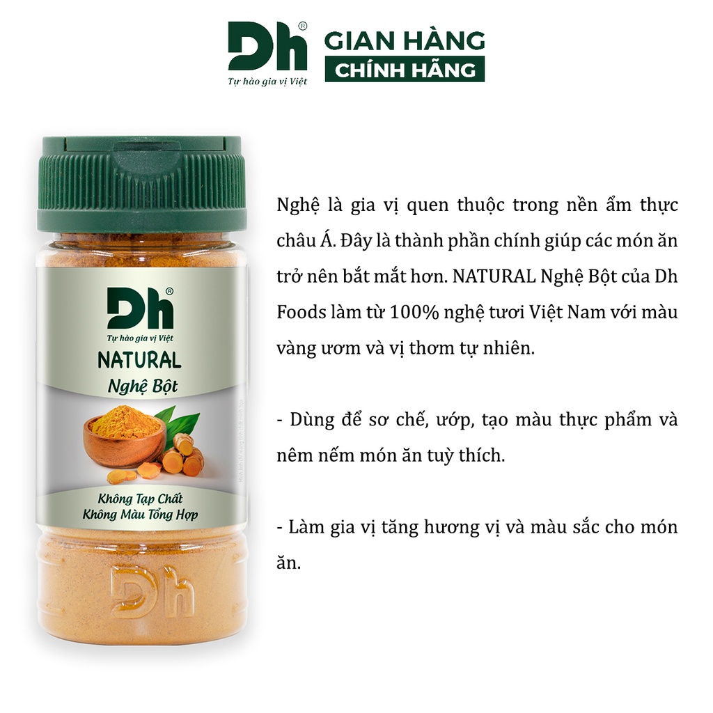 Bột nghệ nguyên chất Natural DH Foods chế biến thực phẩm 40gr - DHGVT55