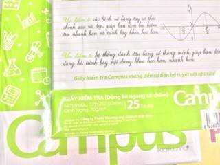 COMBO 5 tệp giấy kiểm tra kẻ ngang campus có chấm ( 25 tờ đôi /1 tập)