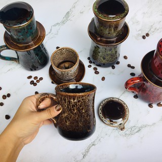 Bộ phin pha cafe gốm sứ có bộ lọc dáng cao - Phin pha cafe nem hỏa biến