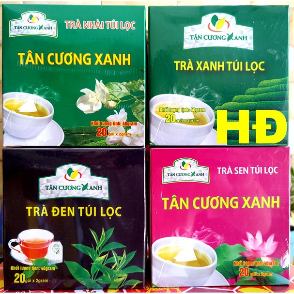 Trà túi lọc Tân Cương Xanh các loại trà đào, trà nhài, trà sen, trà xanh và trà đen (20 gói x 2gram)