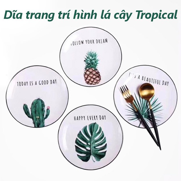 Dĩa sứ Xương Rồng Nhiệt Đới TROPICAL 21cm