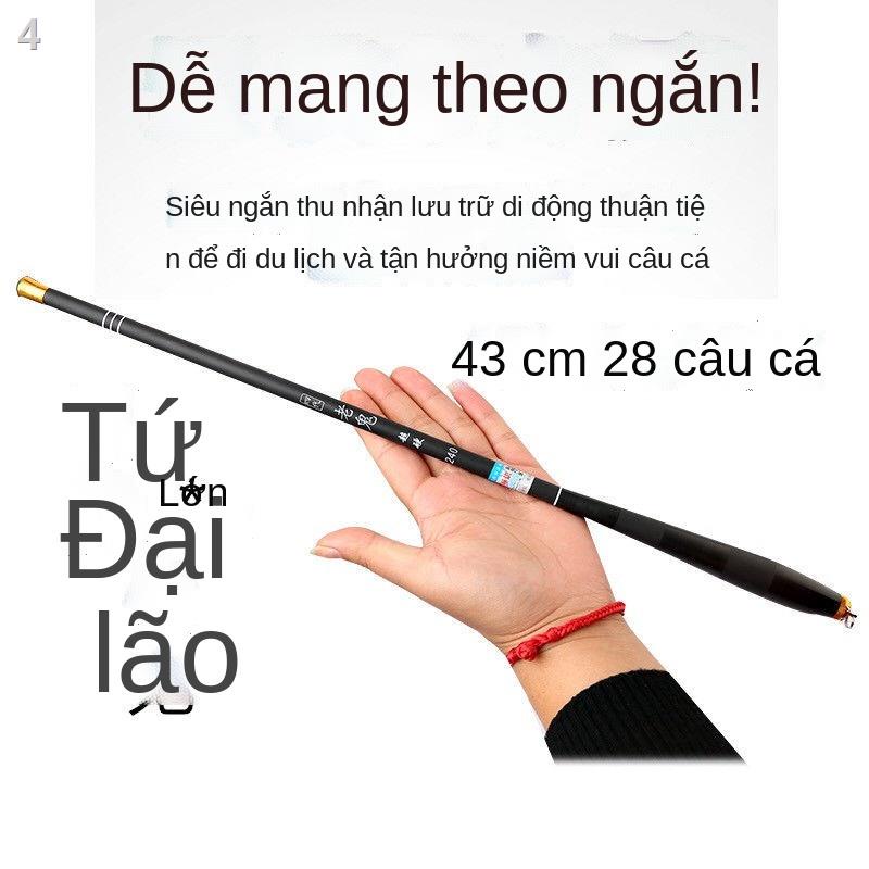 ☈❀Cần câu siêu ngắn cần câu tay carbon bỏ túi mini cần câu cầm tay siêu nhỏ siêu nhẹ siêu cứng 28 bộ cần câu cá