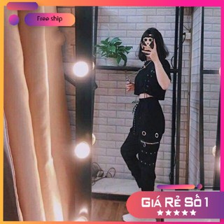 Áo thun croptop 💖kết hợp 💖 quần khóa cá tính