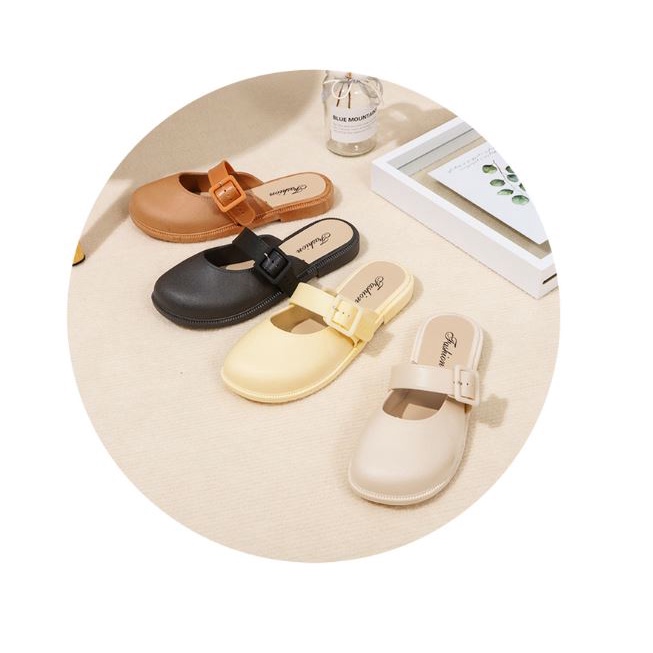 Dép Nữ Mũi Tròn Có Dây Quai Ngang Kiểu Dáng Xinh Xắn Màu Sắc Trang Nhã