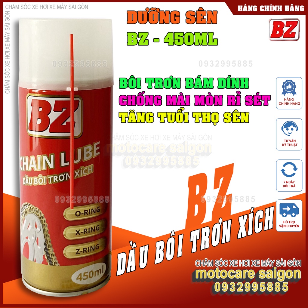 XỊT DƯỠNG SÊN BZ, BÔI TRƠN SÊN XÍCH BZ CHAIN LUBE  - BÁM DÍNH DẠNG TƠ NHỆN