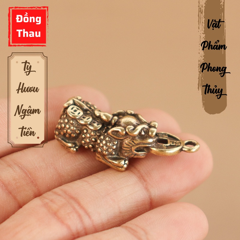 Tượng Nhỏ Phong Thủy Bằng Đồng Kiểu Dáng Tỳ Hươu Ngậm Tiền, Đem Lại May Mắn Tài Lộc, Trưng Bày