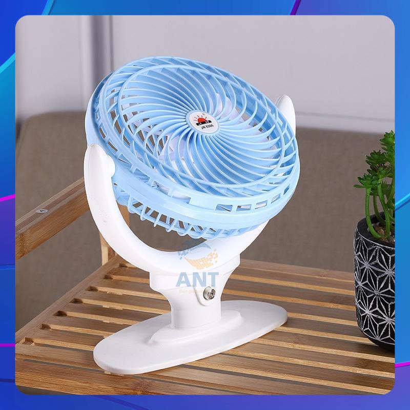 QUẠT ĐỂ BÀN SẠC TÍCH ĐIỆN XOAY 360 ĐỘ JR-5566