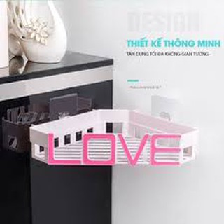 Kệ góc phòng tắm treo tường thông minh hình chữ LOVE, không cần khoan tường