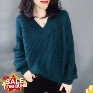 Áo len cổ tim trễ vai