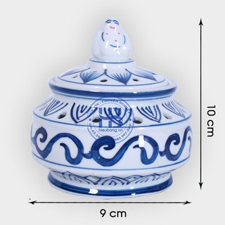 Lư xông trầm bằng sứ xanh 10cm