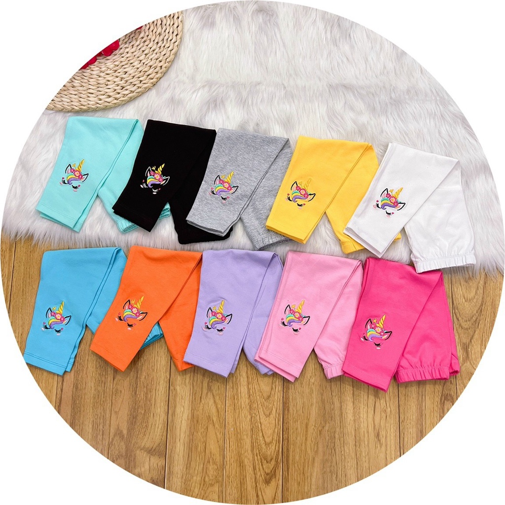 [XUẤT DƯ XỊN] SET 3 QUẦN LEGGING DÀI/ QUẦN DÀI THÊU NGỰA PONY THUN COTTON 4 CHIỀU CHO BÉ 9-34KG