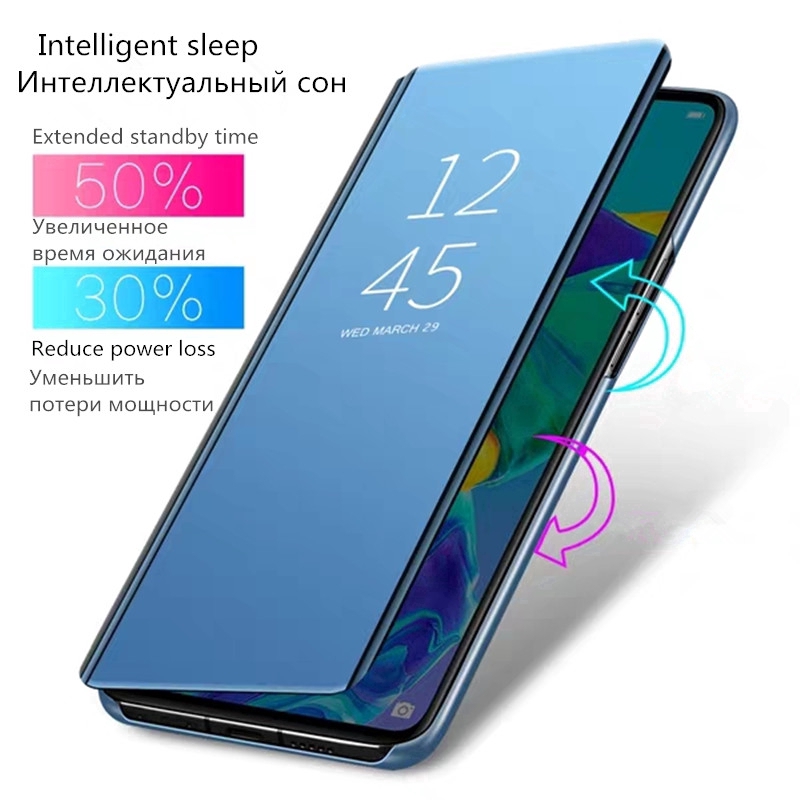 Smart Mirror Flip Case OPPO Realme 5 5s 5i C3 Q 3 Pro A9 A5 2020 Reno Z A7 A5s A3s C1 Phone Case Holder Stand Back Cover