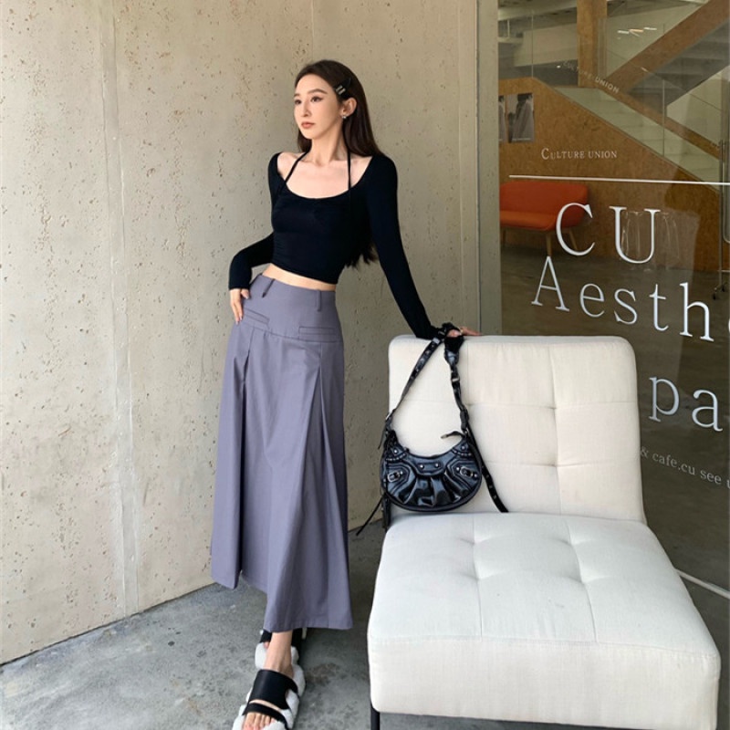 Áo Croptop Tay Dài Thiết Kế Ôm Sát Quyến Rũ Hợp Thời Trang